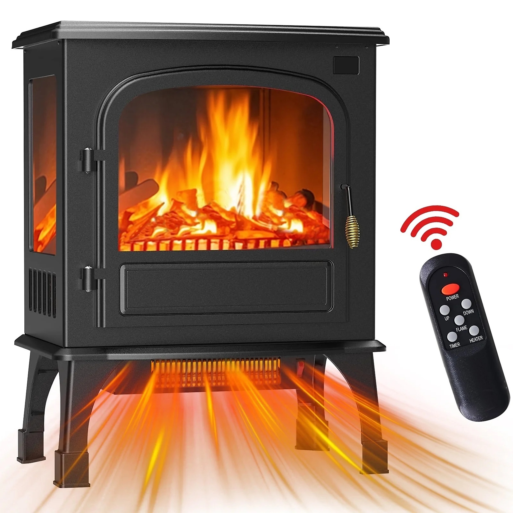 EdenDirect 26in Freestanding Electric Fireplace Heater, 750/1500W, 3D Flame Effect, Remote Control, 12-Hr Timer, Overheat Protection